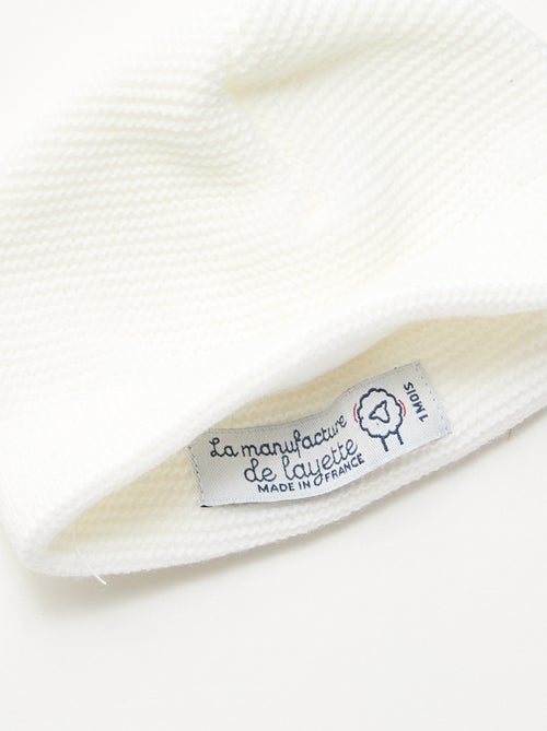 3-delige geboorteset muts + wanten + slofjes van jerseytricot 'Manufacture de Layette' - Kiabi