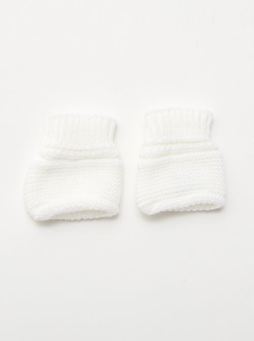 3-delige geboorteset muts + wanten + slofjes van jerseytricot 'Manufacture de Layette' - Kiabi