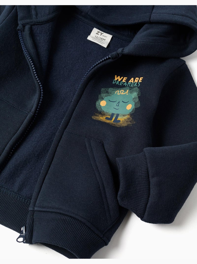 3-Delige joggingpak met geruwde binnenkant Donkerblauw - Kiabi