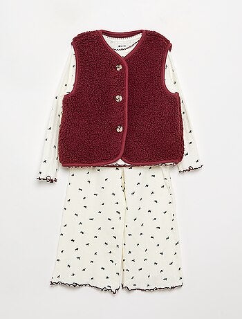 3-delige pyjamaset - T-shirt + broek + mouwloos vest