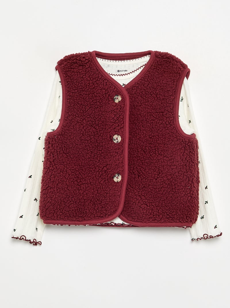 3-delige pyjamaset - T-shirt + broek + mouwloos vest Wit - Kiabi