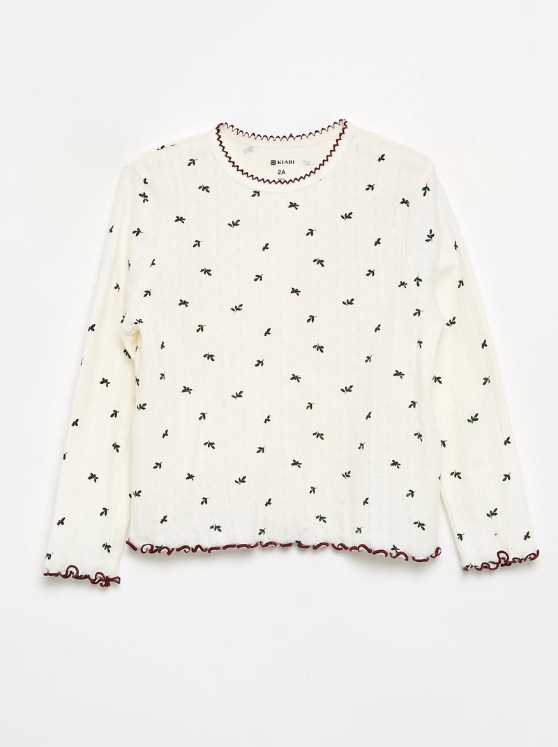 3-delige pyjamaset - T-shirt + broek + mouwloos vest Wit - Kiabi