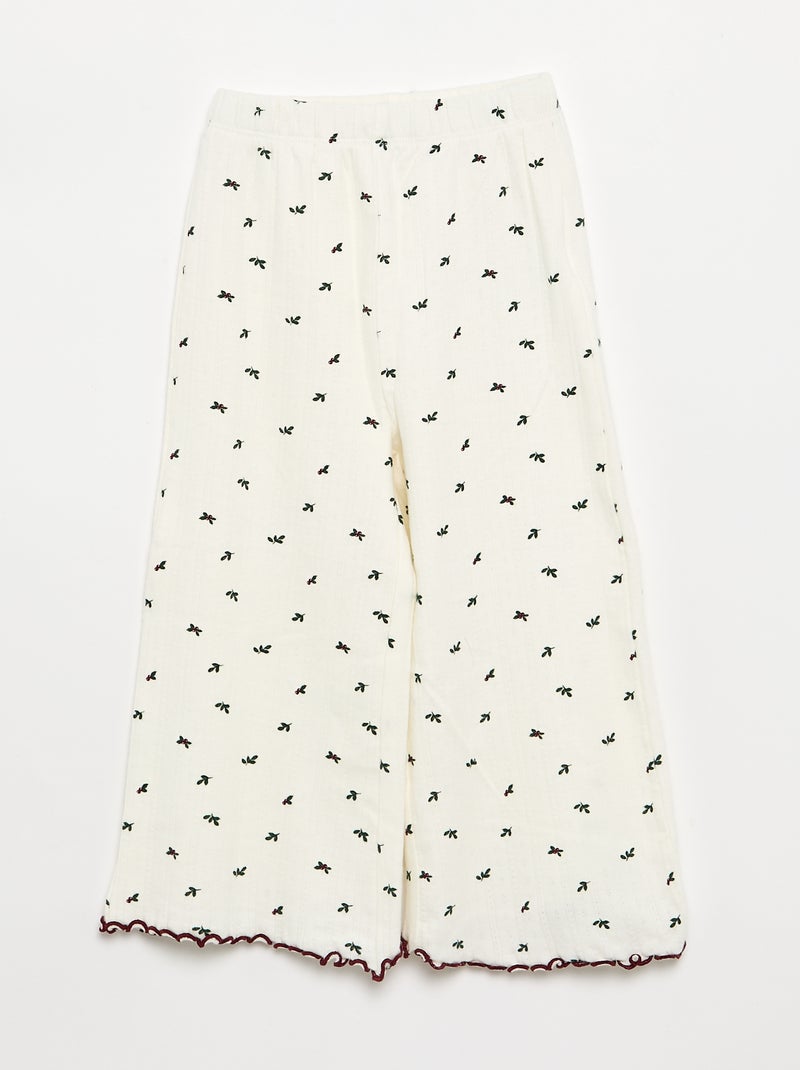 3-delige pyjamaset - T-shirt + broek + mouwloos vest Wit - Kiabi
