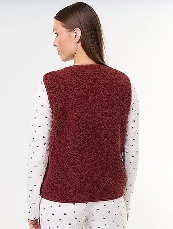 3-delige pyjamaset van pointelle breisel en gilet met schapenvachteffect