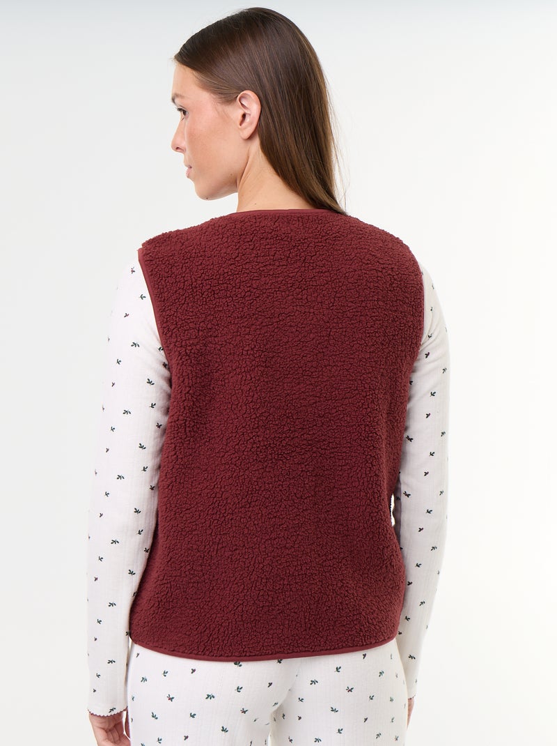 3-delige pyjamaset van pointelle breisel en gilet met schapenvachteffect Wit - Kiabi