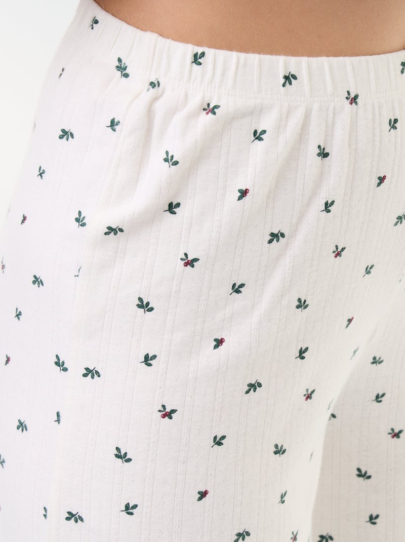 3-delige pyjamaset van pointelle breisel en gilet met schapenvachteffect Wit - Kiabi