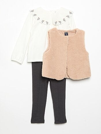 3-delige set - Mouwloze gilet + T-shirt + broek