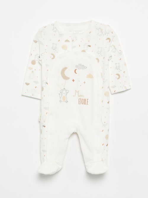 3-delige set 'Petit Béguin' - Romper + pyjama + knuffeldoekje - Kiabi