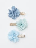 3 haarspelden met bloemen BLAUW - Kiabi