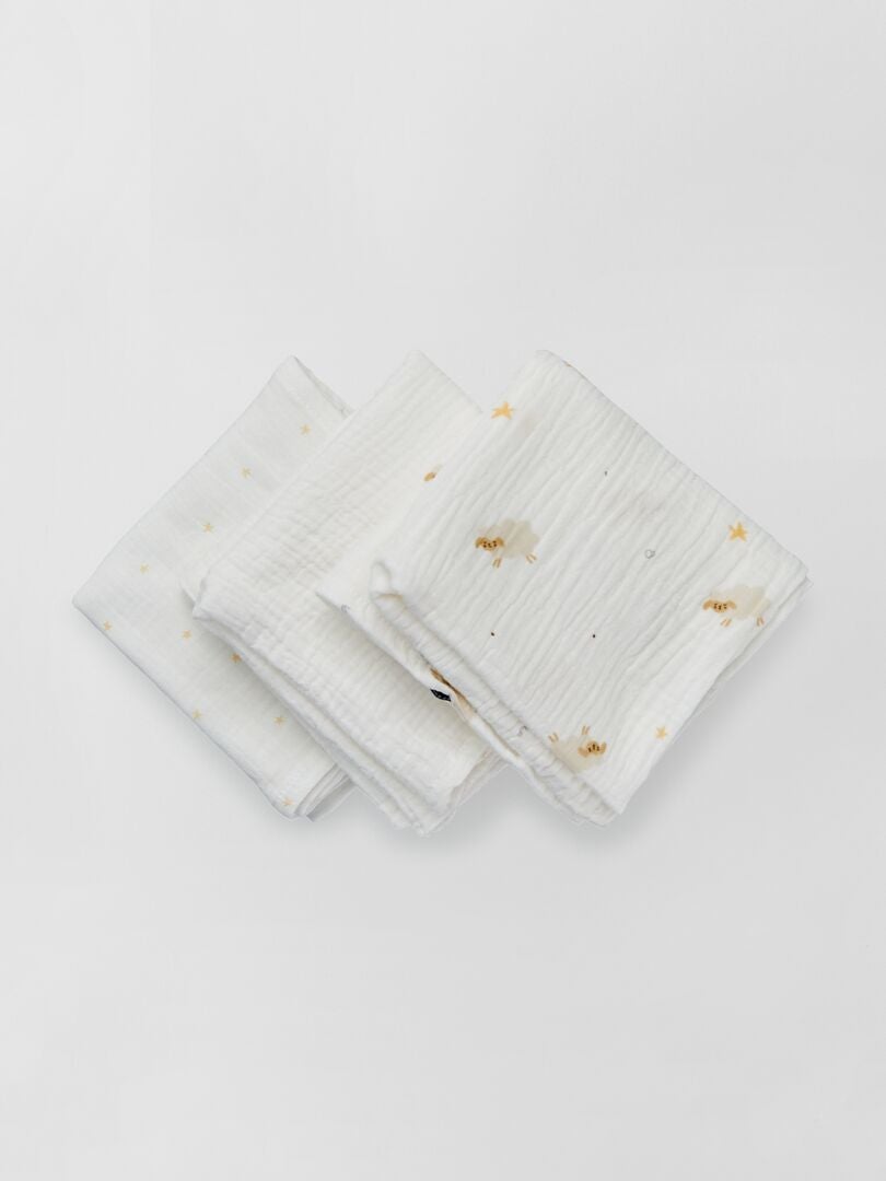 3 hydrofiele doeken van katoengaas beige - Kiabi