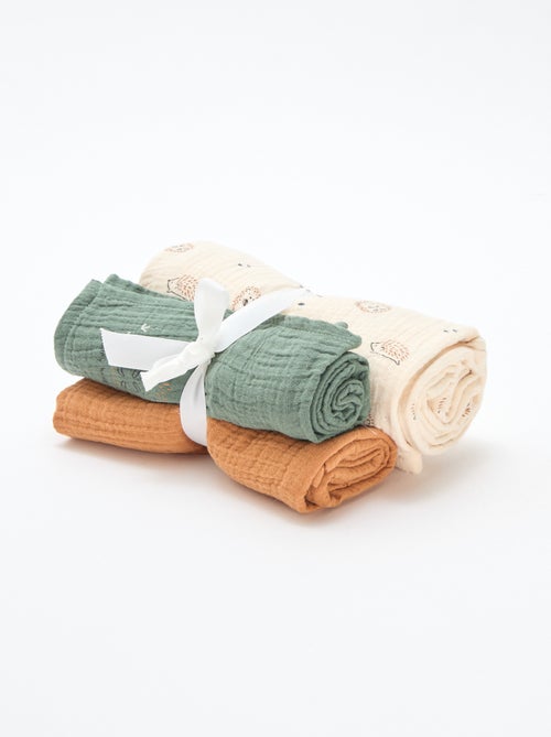 3 hydrofiele doeken van zachte, luchtige katoen - Kiabi