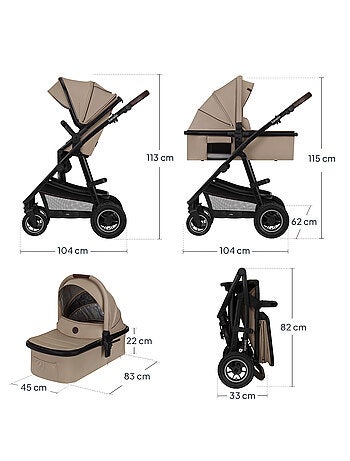 3-in-1 Kinderwagen LIONELO Amber - 0-22 kg - Set kinderwagen, reiswieg, autostoeltje en accessoires