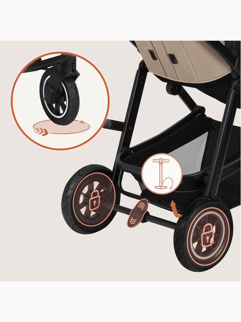 3-in-1 Kinderwagen LIONELO Amber - 0-22 kg - Set kinderwagen, reiswieg, autostoeltje en accessoires Beige - Kiabi