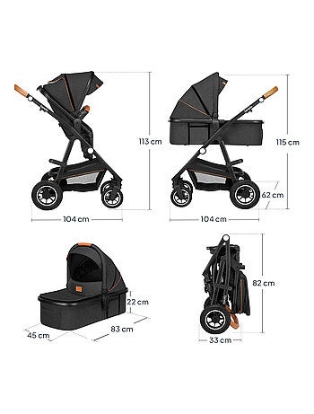 3-in-1 Kinderwagen LIONELO Amber - 0-22 kg - Set kinderwagen, reiswieg, autostoeltje en accessoires