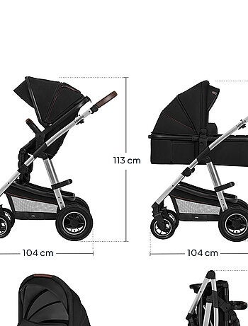 3-in-1 Kinderwagen LIONELO Amber - 0-22 kg - Set kinderwagen, reiswieg, autostoeltje en accessoires