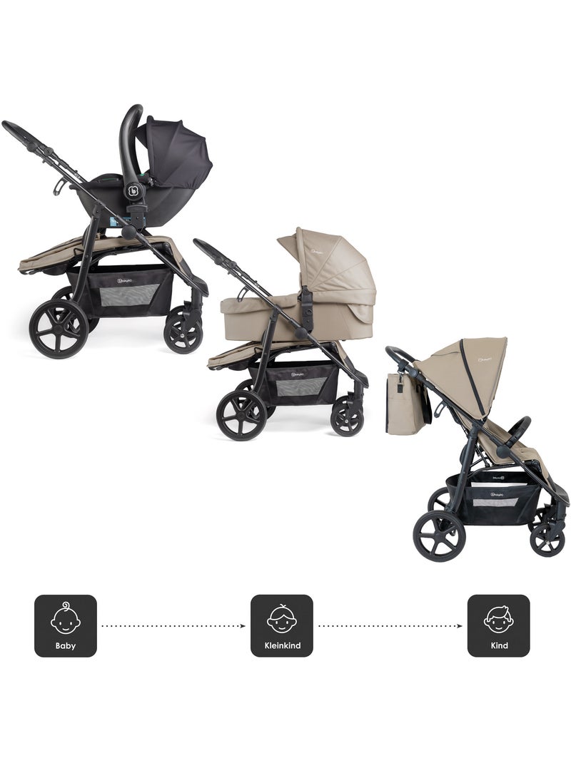 3-in-1 kinderwagen met autostoel, reiswieg en sportzitje Evolution – babyGO Beige - Kiabi