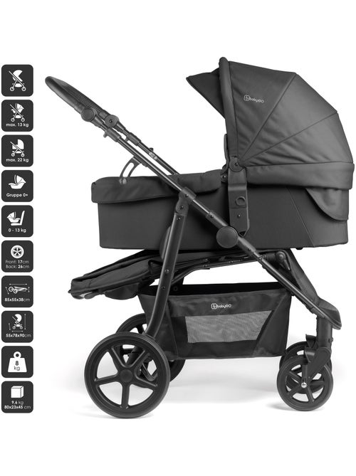 3-in-1 kinderwagen met autostoel, reiswieg en sportzitje Evolution – babyGO - Kiabi 3-in-1 kinderwagen met autostoel, reiswieg en sportzitje Evolution – babyGO - Kiabi