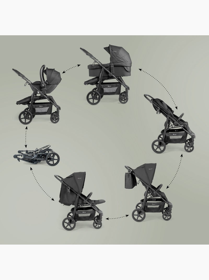 3-in-1 kinderwagen met autostoel, reiswieg en sportzitje Evolution – babyGO Zwart - Kiabi
