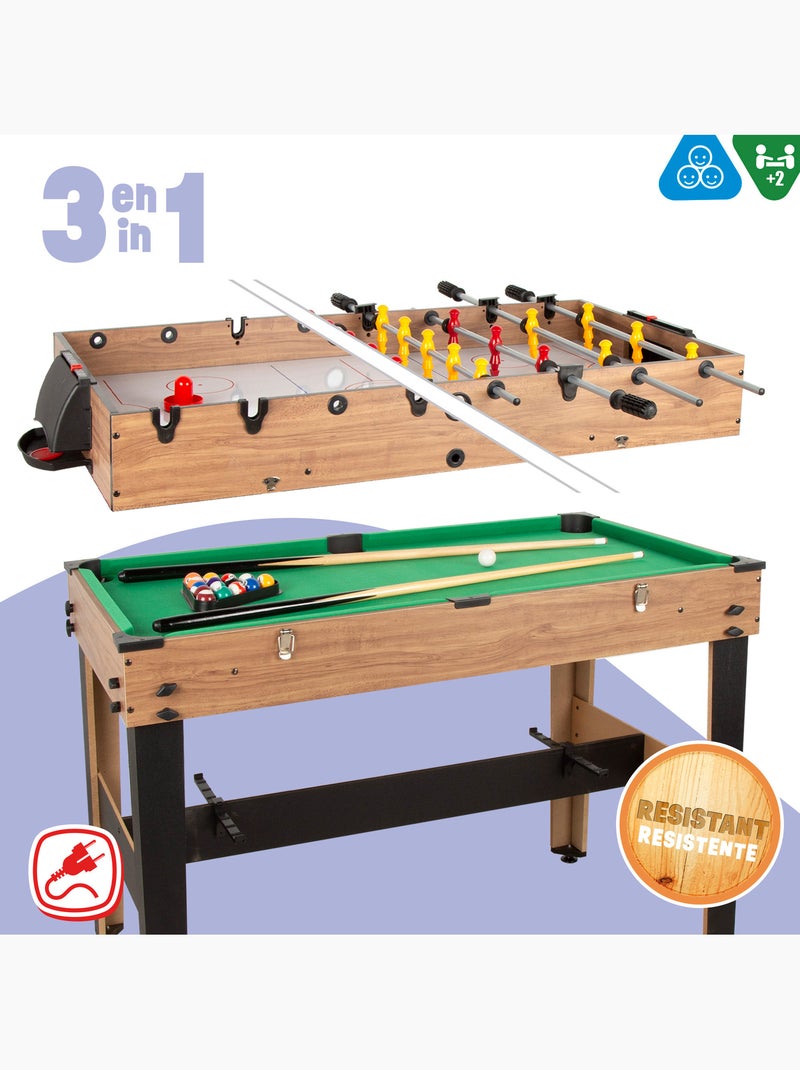 3-in-1 multi-game tafel: tafelvoetbal/biljart/hockey 107x58x88 cm cb games N.v.t. - Kiabi