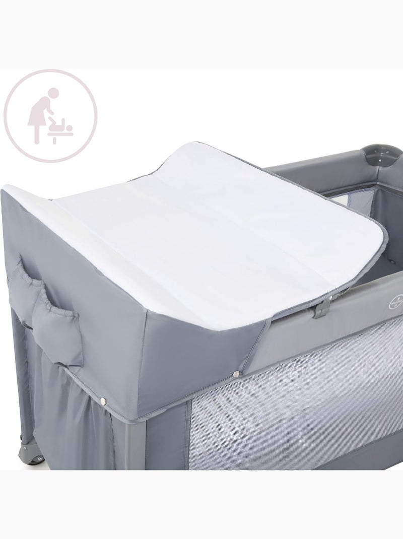3-in-1 reisbedje closely met commode, matras en draagtas Grijs - Kiabi