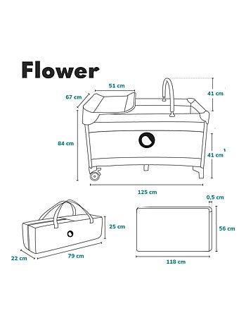 3-in-1 reisbedje LIONELO Flower – Babybox – 0-36 maanden – Snel opvouwbaar – Wieltjes