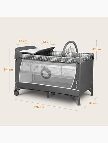 3-in-1 reisbedje LIONELO Flower – Babybox – 0-36 maanden – Snel opvouwbaar – Wieltjes