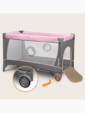 3-in-1 reisbedje LIONELO Flower – Babybox – 0-36 maanden – Snel opvouwbaar – Wieltjes