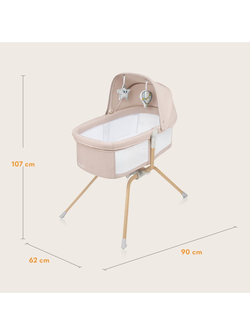 3-in-1 reisbedje LIONELO Malin Evo – Babybedje – Wielen – Matras inbegrepen – Tas Wit Beige - Kiabi