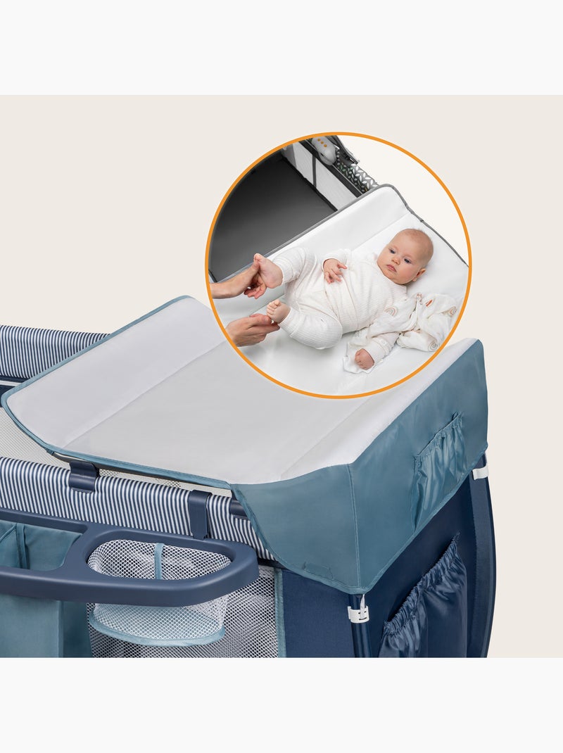 3-in-1 reisbedje LIONELO Sven Plus – Babybox – 0-36 maanden – Verschoontafel – Klamboe Blauw - Kiabi
