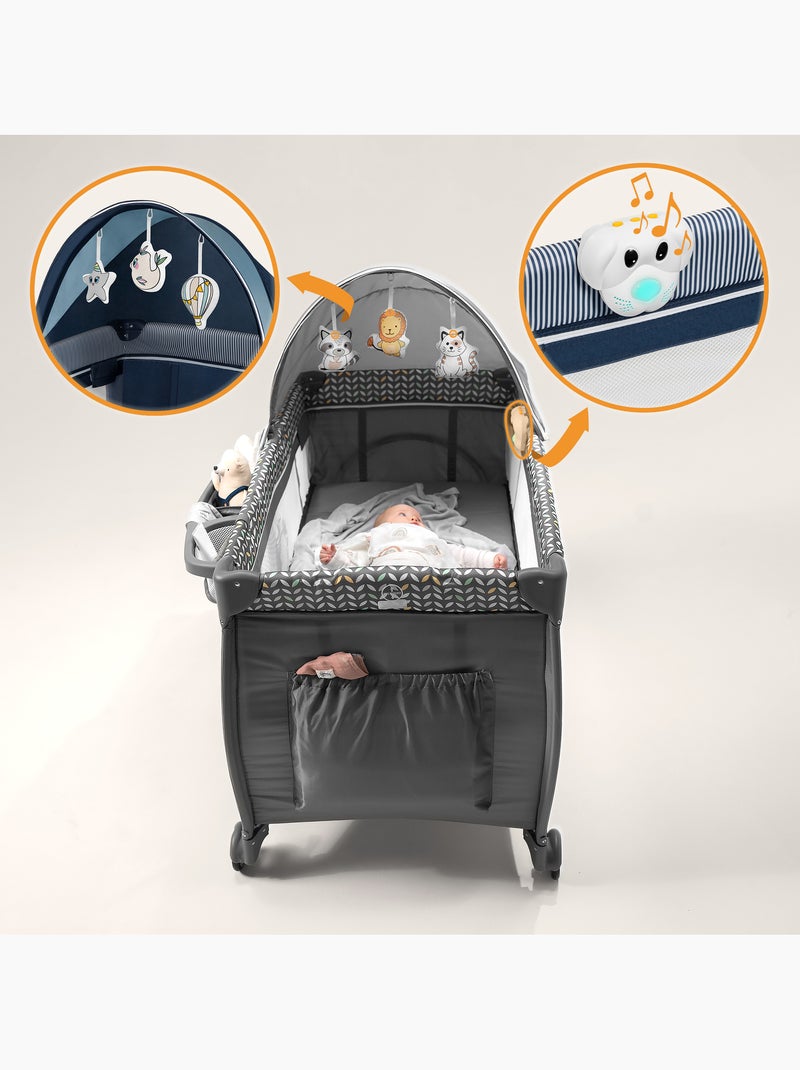 3-in-1 reisbedje LIONELO Sven Plus – Babybox – 0-36 maanden – Verschoontafel – Klamboe Blauw - Kiabi