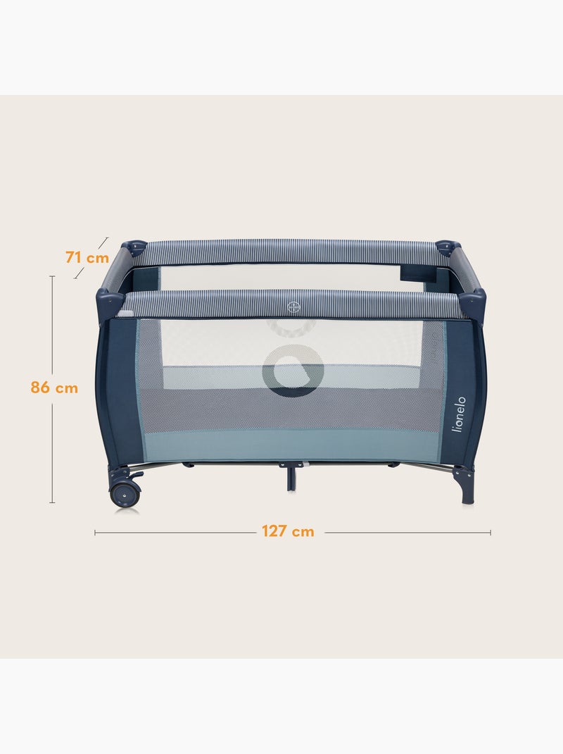 3-in-1 reisbedje LIONELO Sven Plus – Babybox – 0-36 maanden – Verschoontafel – Klamboe Blauw - Kiabi