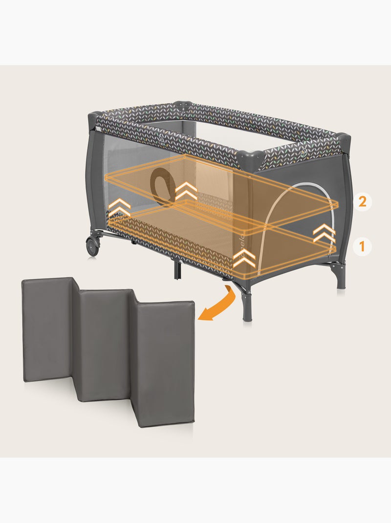3-in-1 reisbedje LIONELO Sven Plus – Babybox – 0-36 maanden – Verschoontafel – Klamboe Grijs - Kiabi