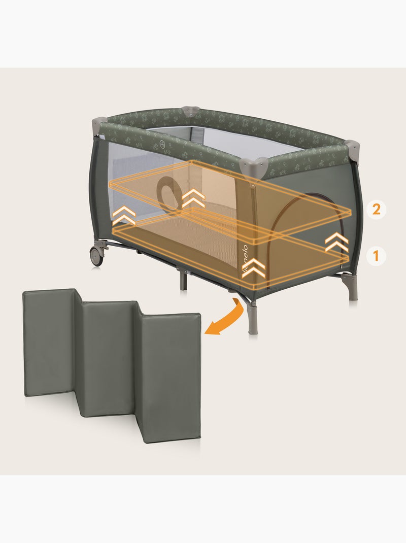 3-in-1 reisbedje LIONELO Sven Plus – Babybox – 0-36 maanden – Verschoontafel – Klamboe Kakigroen - Kiabi