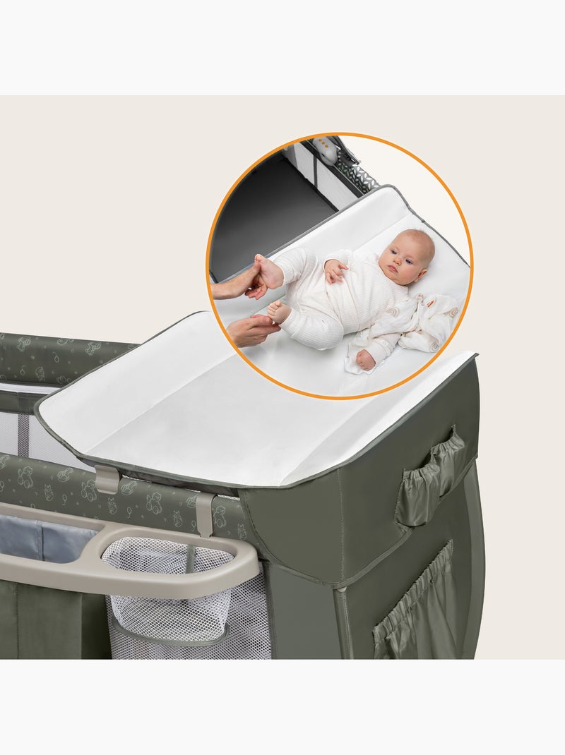 3-in-1 reisbedje LIONELO Sven Plus – Babybox – 0-36 maanden – Verschoontafel – Klamboe Kakigroen - Kiabi