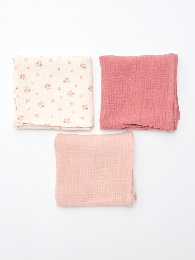 3 katoenen luierdoeken Rose - Kiabi