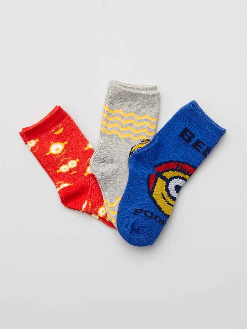 3 paar sokken 'Minions' grijs / rood - Kiabi