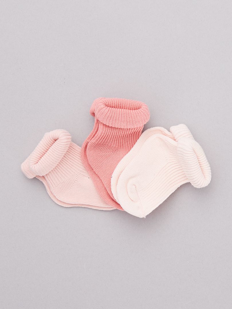 3 paar sokken van biologisch katoen roze - Kiabi