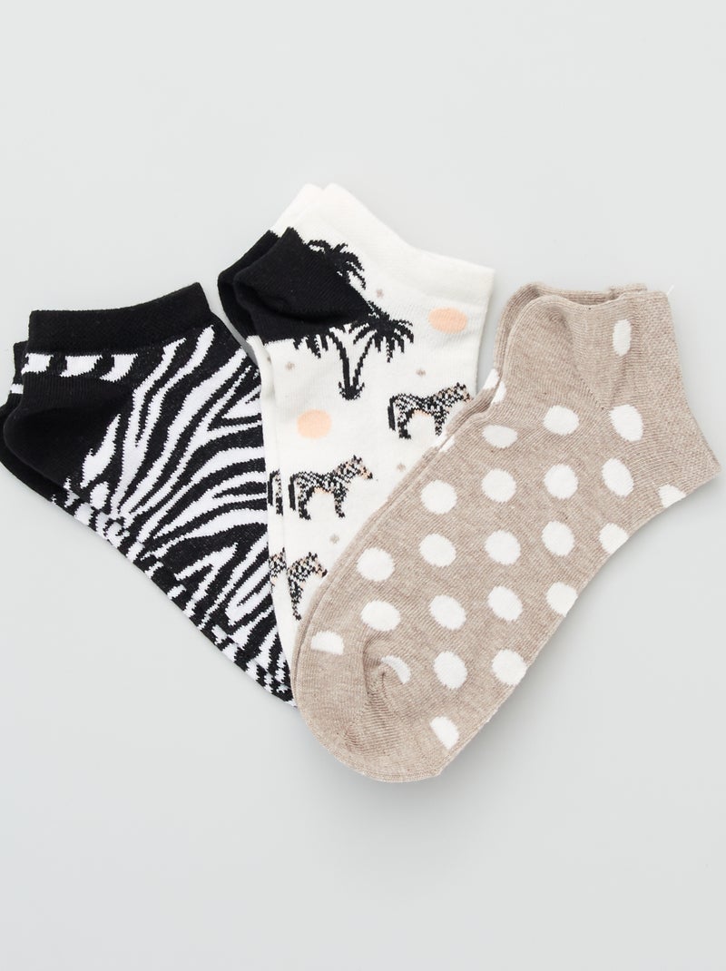 3 paires de chaussettes fantaisie Beige - Kiabi