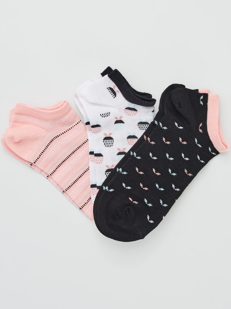 3 paires de chaussettes fantaisie Rose - Kiabi