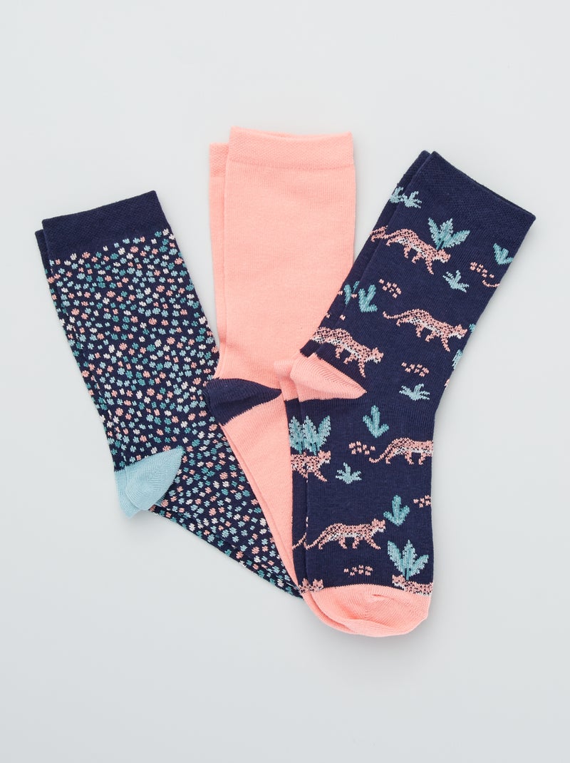 3 paires de chaussettes fantaisies Bleu marine - Kiabi