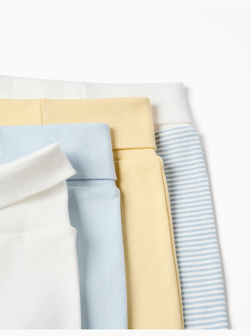 3 pantalons en coton rayés/imprimés Blanc Jaune Bleu - Kiabi