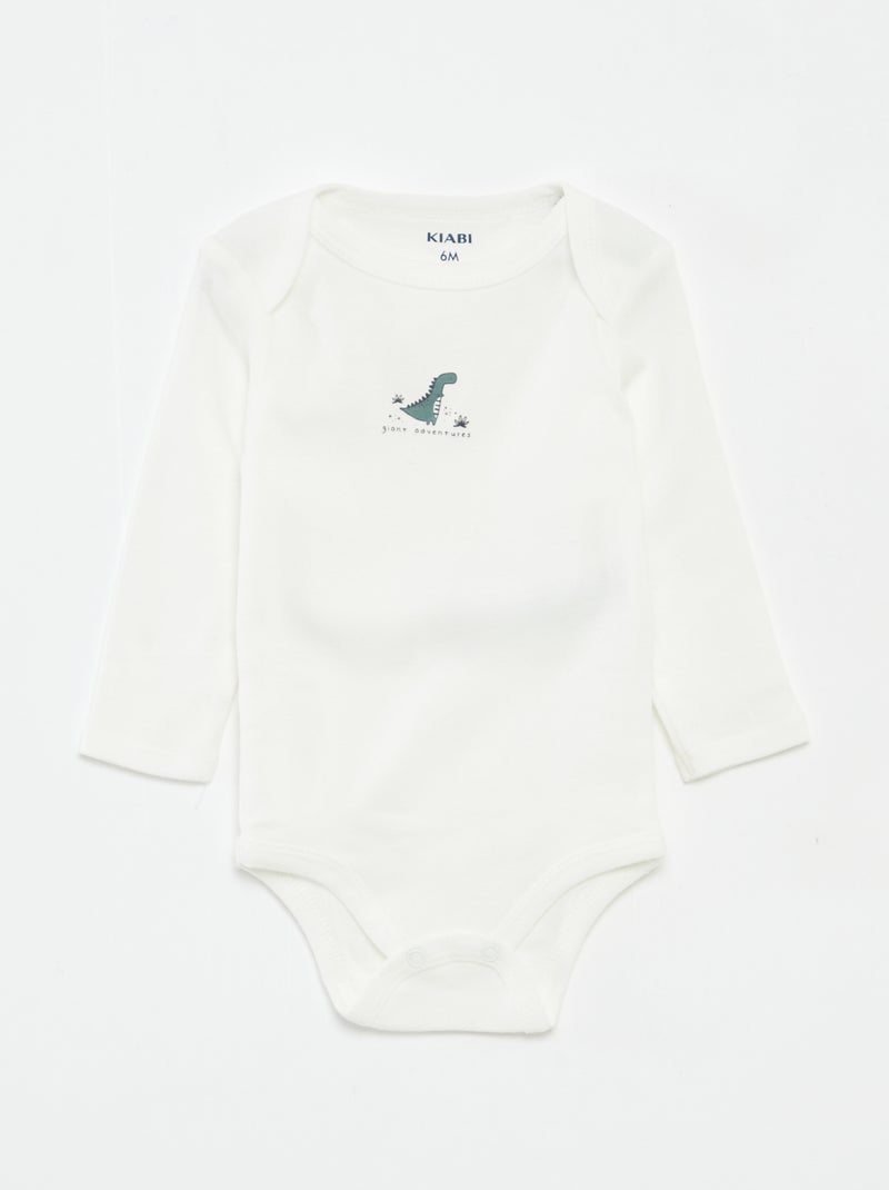 3 rompertjes met lange mouw Groen - Kiabi