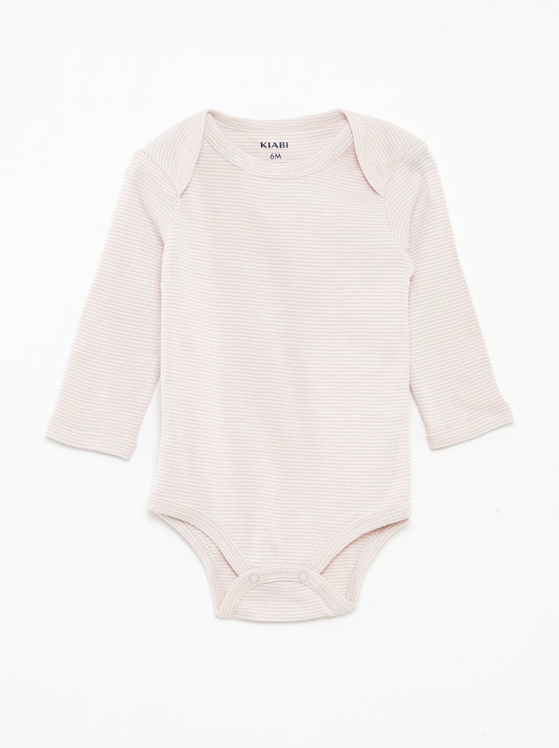 3 rompertjes met lange mouw Paars - Kiabi