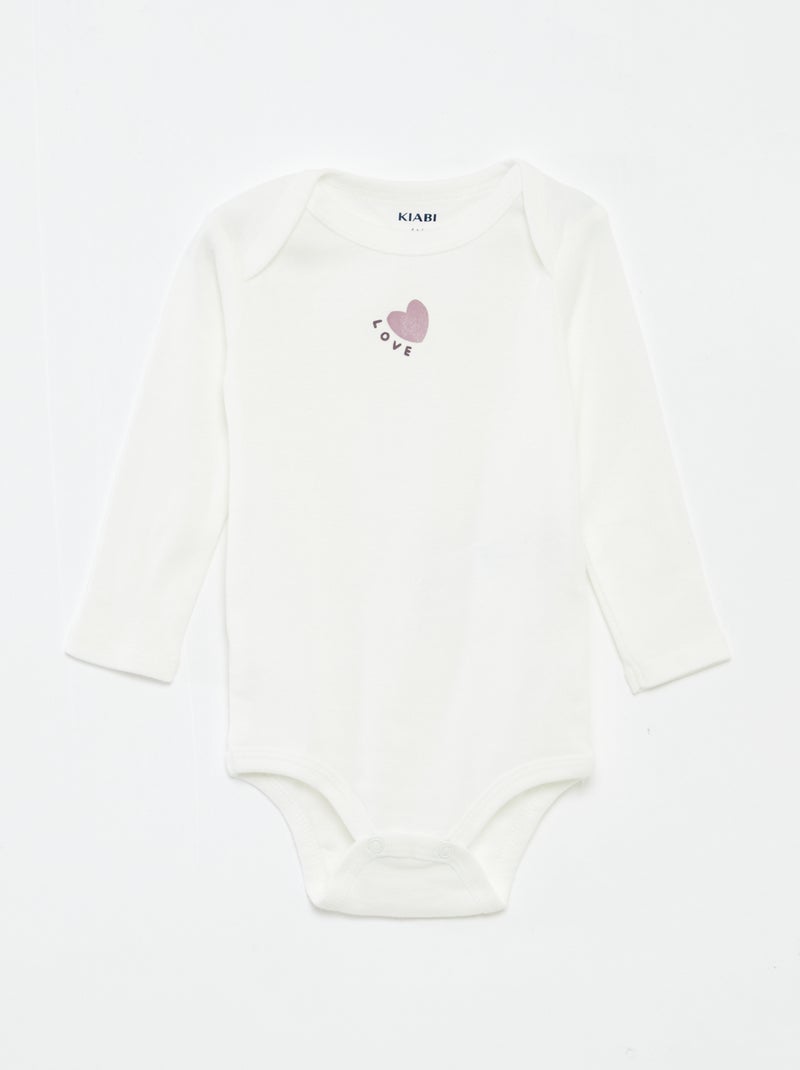 3 rompertjes met lange mouw Paars - Kiabi