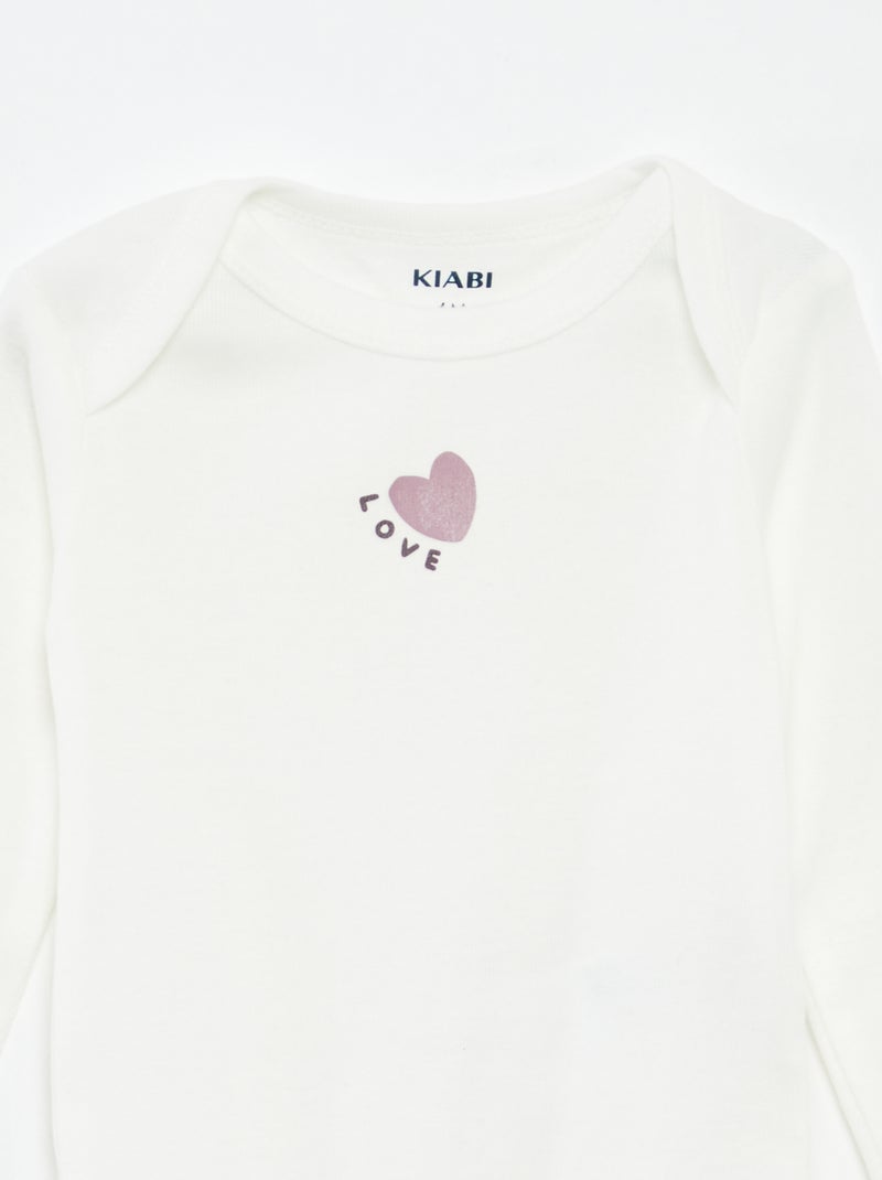 3 rompertjes met lange mouw Paars - Kiabi