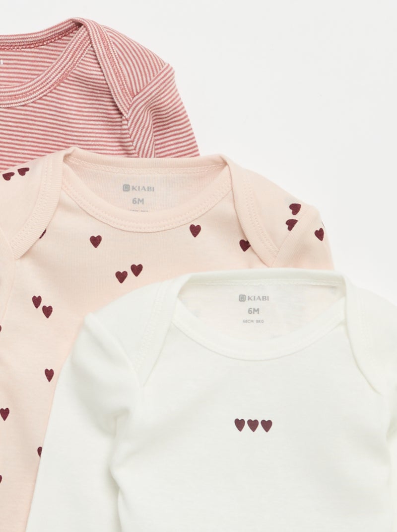 3 rompertjes met lange mouw Rose - Kiabi