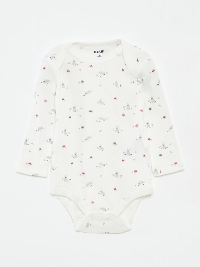 3 rompertjes met lange mouw Wit - Kiabi