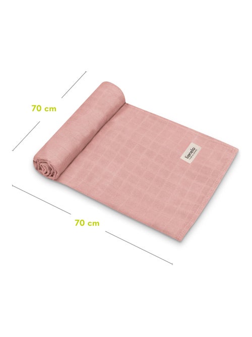 3 x Katoenen babydoeken van natuurlijke bamboe LIONELO – 70 x 70 cm – Antibacterieel - Kiabi