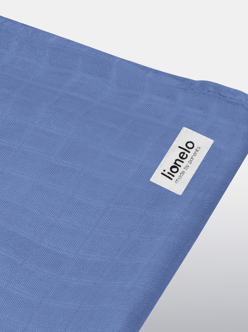 3 x Langes coton bébé en bambou naturel LIONELO - 120x120 Bleu - Kiabi