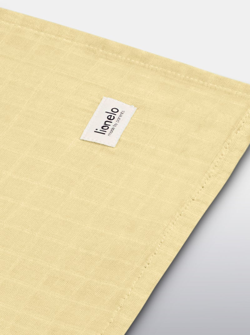 3 x Langes coton bébé en bambou naturel LIONELO - 120x120 Jaune - Kiabi